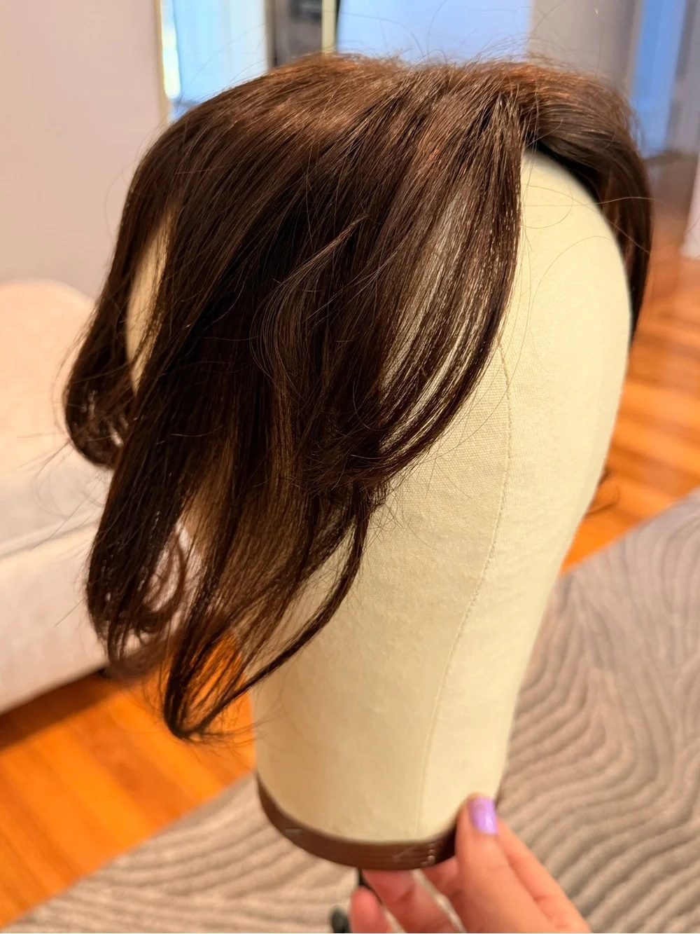 Dark Brown‎ Women’s Human Hair Topper Hairpiece with Bangs #098